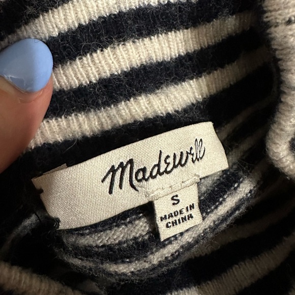 Madewell Stripe-Mix Ashbury Mockneck Sweater merino wool blend size small MC187 - Picture 5 of 7